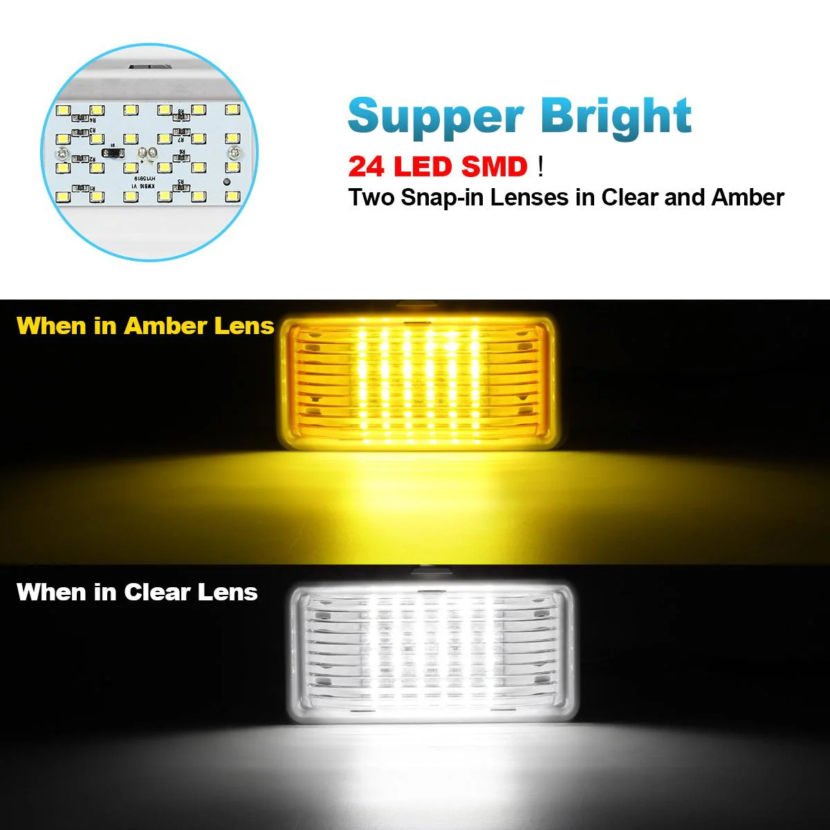 Partsam Rectangle LED RV Porch Light Exterior Utility Light 12v Lighting Fixture Replacement Light with On/Off Switch for RVs, Trailers, Campers, 5th Wheels w/Snap-on Clear and Amber Lenses - Image 4