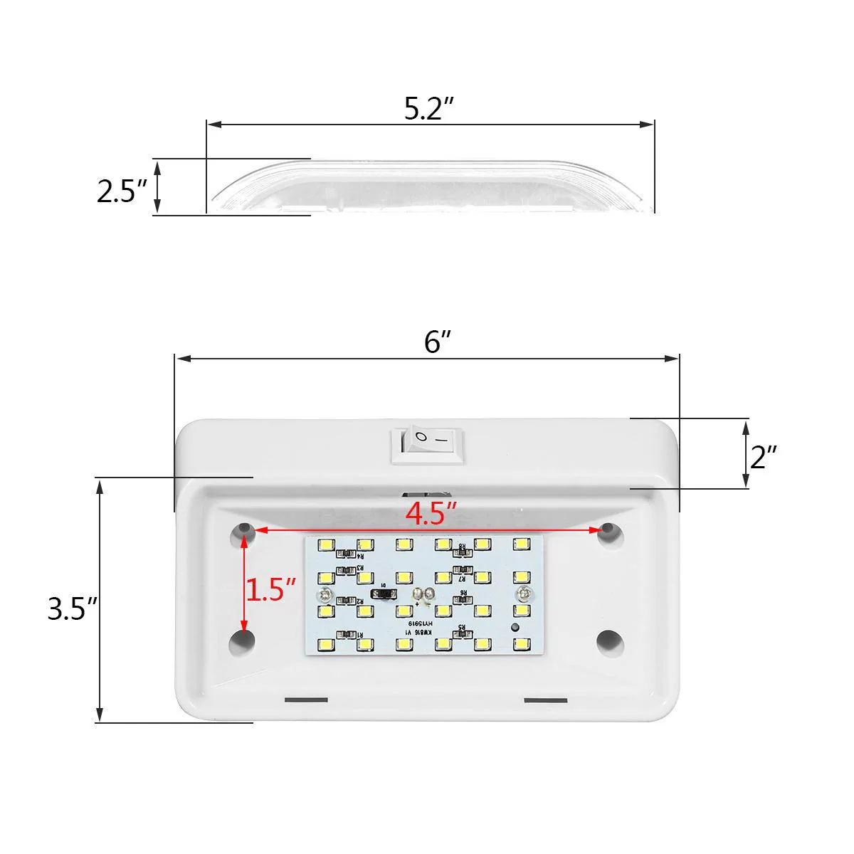 Partsam Rectangle LED RV Porch Light Exterior Utility Light 12v Lighting Fixture Replacement Light with On/Off Switch for RVs, Trailers, Campers, 5th Wheels w/Snap-on Clear and Amber Lenses - Image 8