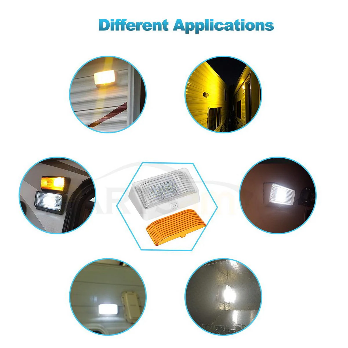 Partsam Rectangle LED RV Porch Light Exterior Utility Light 12v Lighting Fixture Replacement Light with On/Off Switch for RVs, Trailers, Campers, 5th Wheels w/Snap-on Clear and Amber Lenses - Image 9