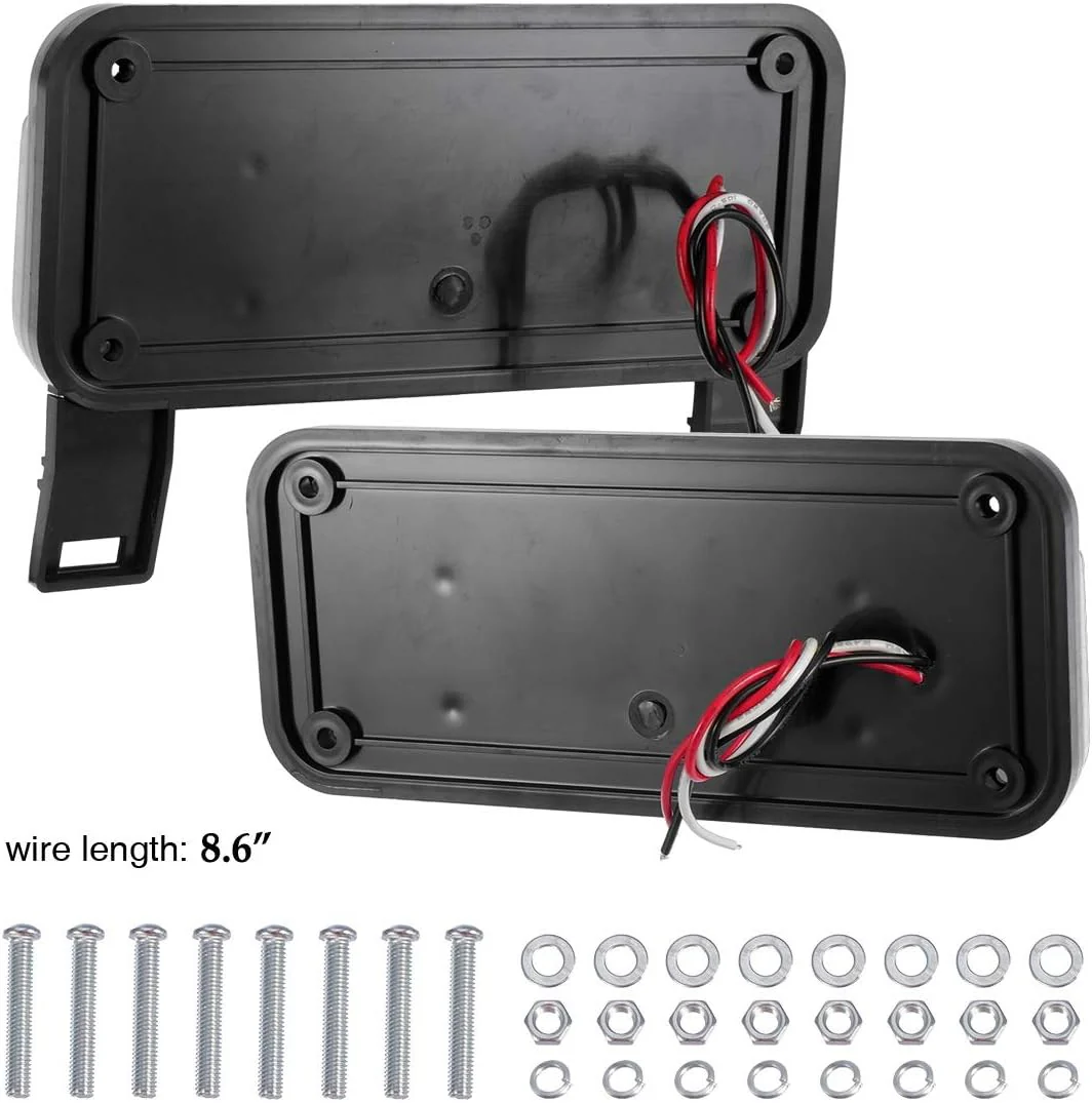 Partsam Red Led Low Profile Combination RV Tail Lights Surface Mount LED RV Camper Trailer Stop Turn Brake Tail Lights/License Plate Light Holder Bracket Smoke Lens - Black Base - Image 5