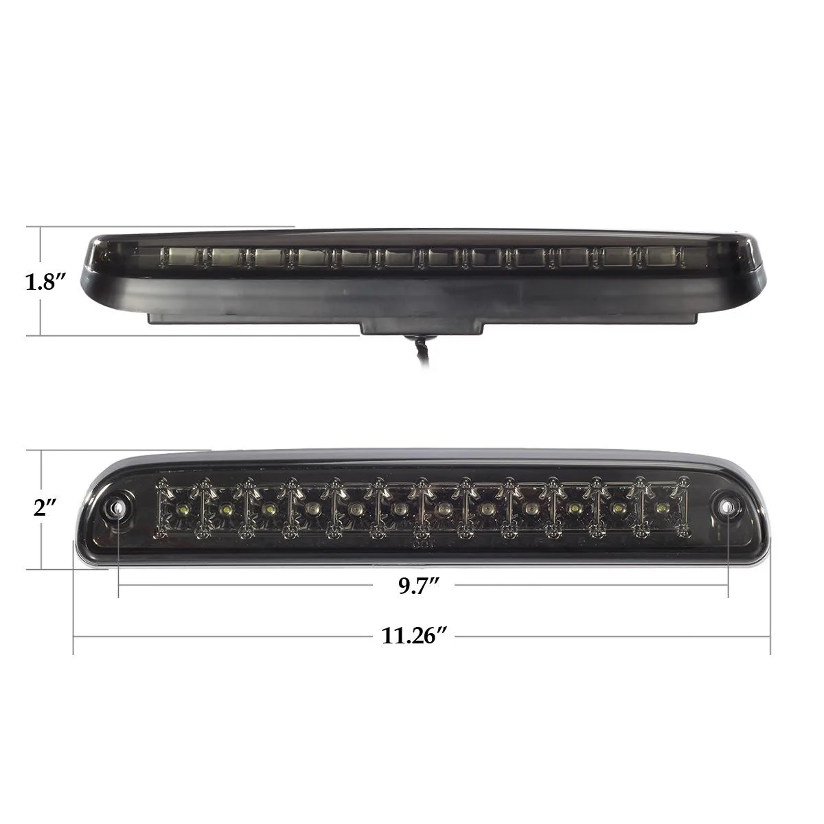 Partsam Red/White 12 LED Smoke Lens Chrome Housing Tail High Mount 3rd Third Brake Light Cargo Lamp Waterproof Replacement for Ford F-250 F-350 F-450 F-550 Super Duty 1999-2016 /Ford Ranger 1993-2011 - Image 3