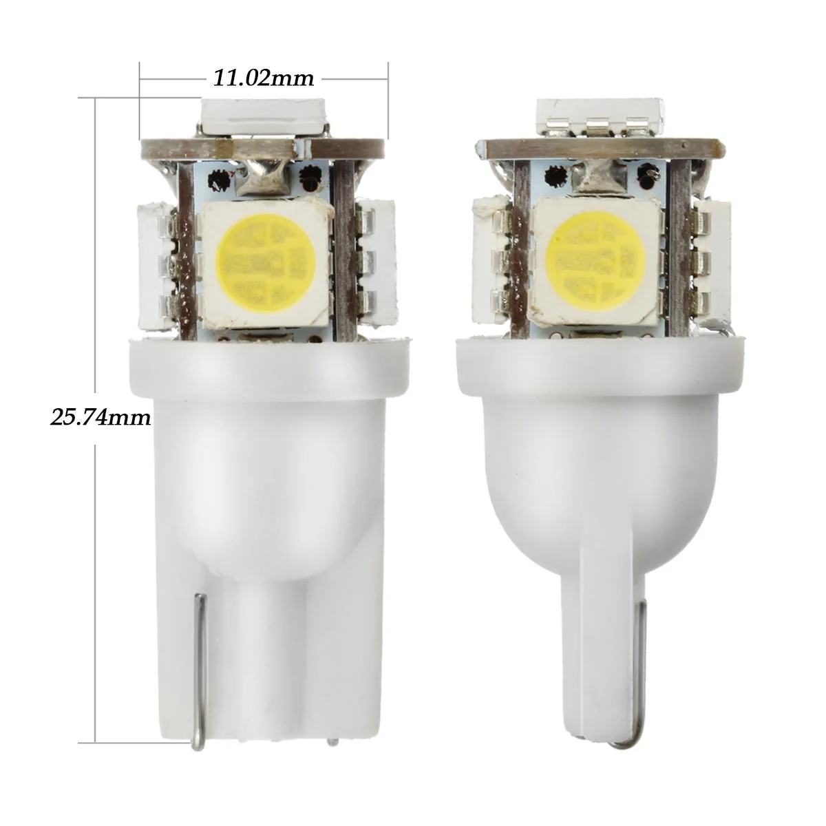 Partsam T10 LED Light Bulbs 5X White 161 168 194 Wedge Base Lights 5-5050-SMD for Cab Roof Running Marker Light LED Backup License Plate Parking Turn Signal Light - Image 4