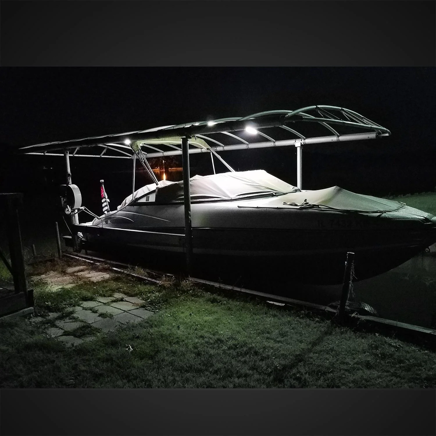 Partsam Waterproof Led Boat Lights White Beam 6.3 inch 36W IP67 Waterproof Deck Dock Marine Light 4000LMS 150¡ãFlood Light 12/24V Light Bar Aluminum Housing w/180¡ãAdjustable Mounting Bracket(2pcs) - Image 5