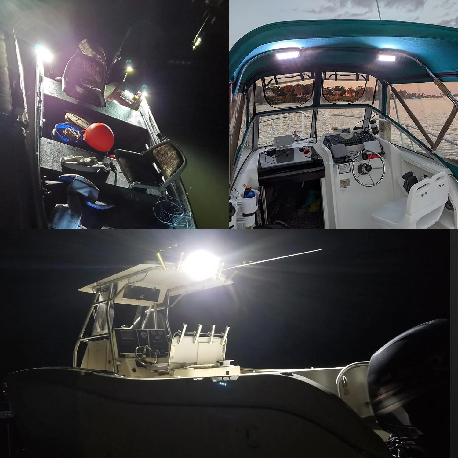 Partsam Waterproof Led Boat Lights White Beam 6.3 inch 36W IP67 Waterproof Deck Dock Marine Light 4000LMS 150¡ãFlood Light 12/24V Light Bar Aluminum Housing w/180¡ãAdjustable Mounting Bracket(2pcs) - Image 7